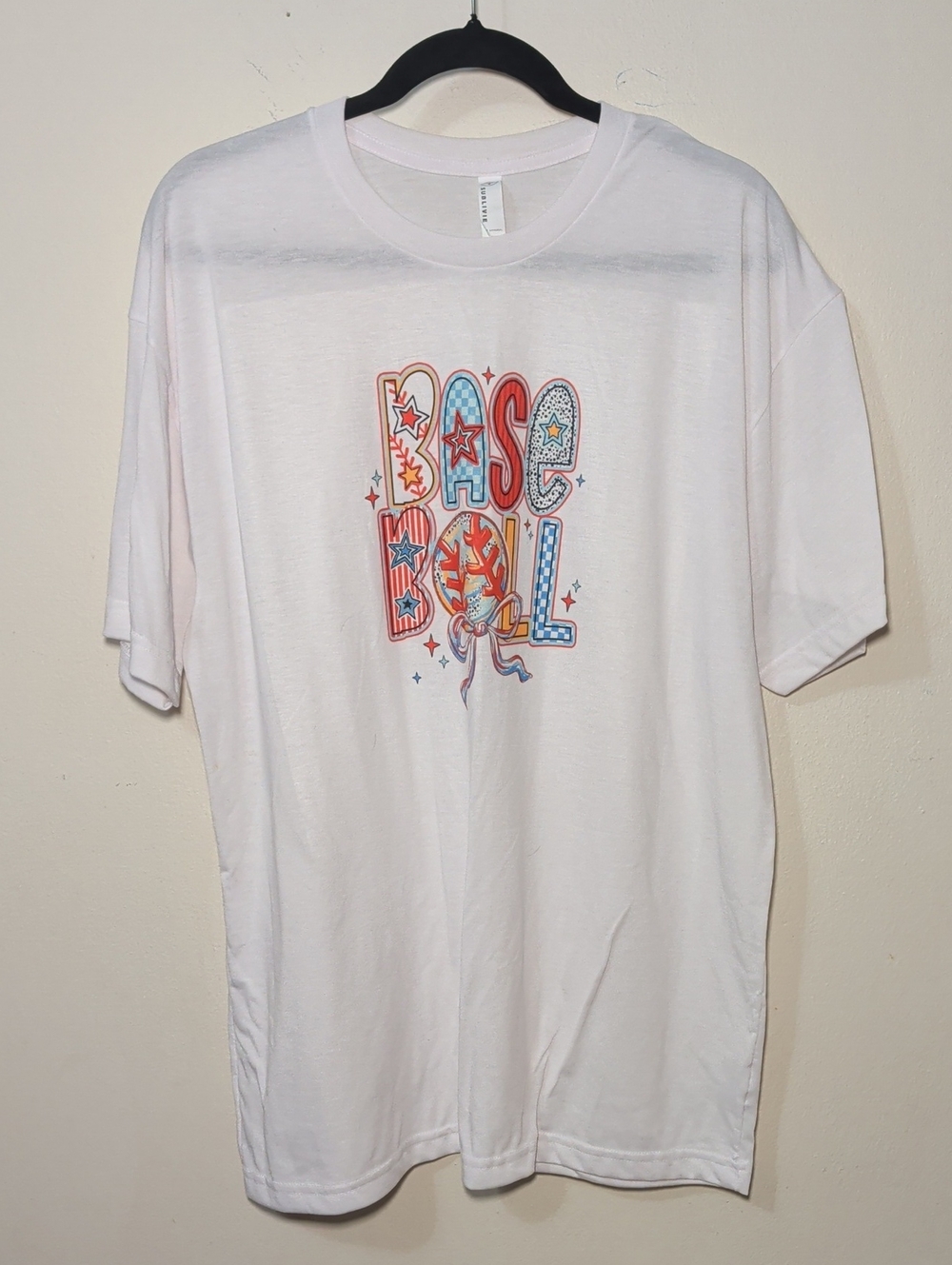 Patriotic Baseball Mom T-shirt Red White Blue Women's Size XL